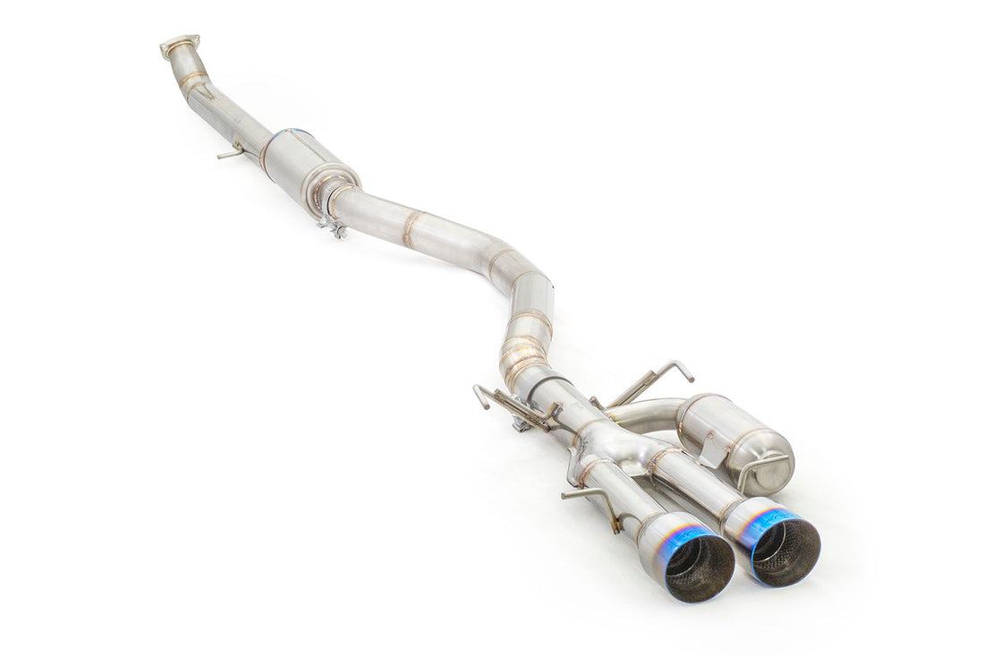 ARK DT-S Exhaust System with Burnt Tips for  the 2017-2021 Honda Civic Si Coupe FK8. 3" Piping with ARK Helmholtz Chamber. Tig Welded. T304 Stainless Steel