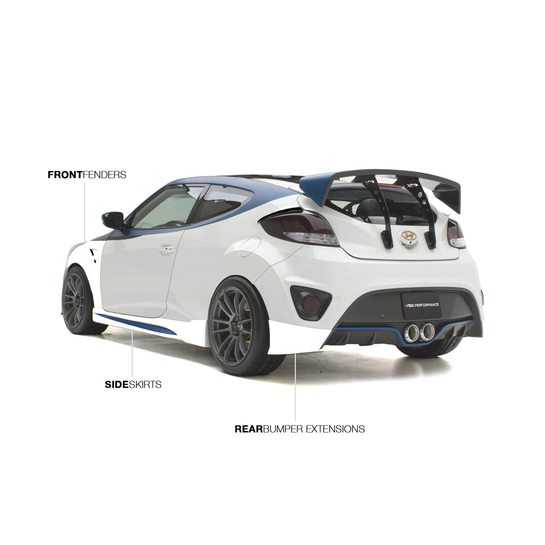 2013-2017 Hyundai Veloster Turbo C-FX Rear Bumper Side Extensions - ARK Performance