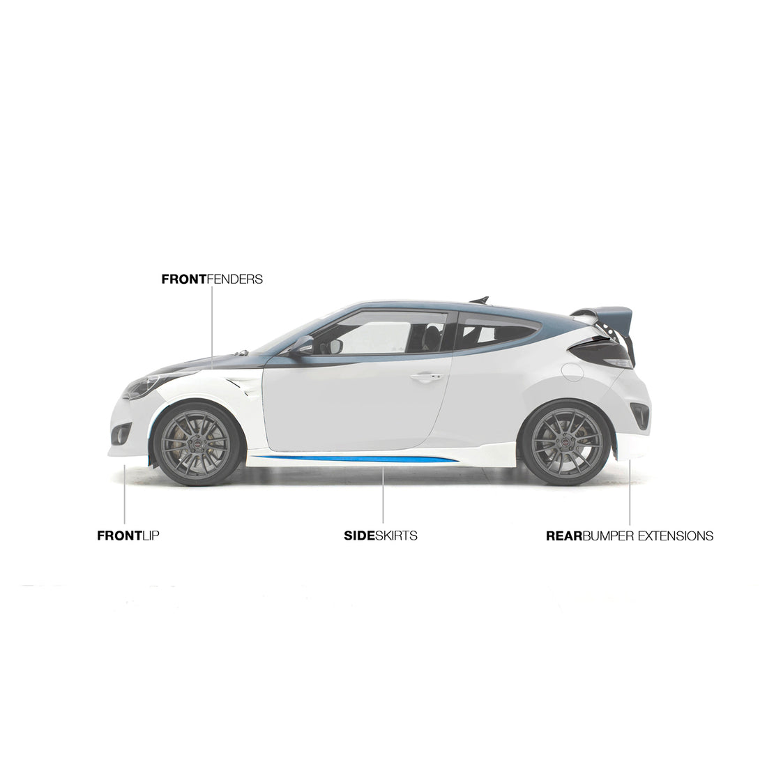 2013-2017 Hyundai Veloster Turbo C-FX Rear Bumper Side Extensions - ARK Performance