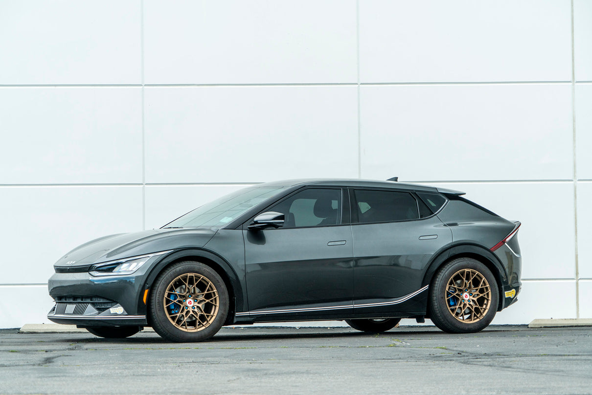 Kia EV6 AWD Model lowered with our ARK GT-F Lowering Springs.