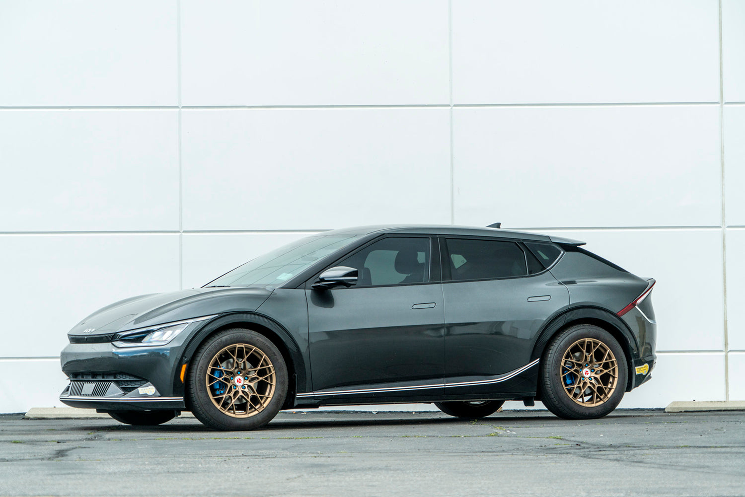 Kia EV6 AWD Model lowered with our ARK GT-F Lowering Springs.