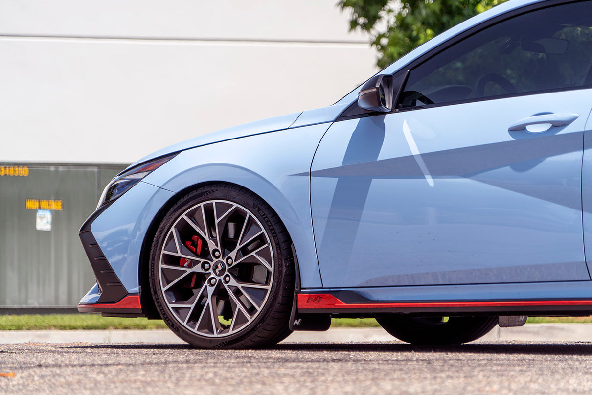 Hyundai Elantra N lowered with ARK GT-S Lowering Springs. Front View