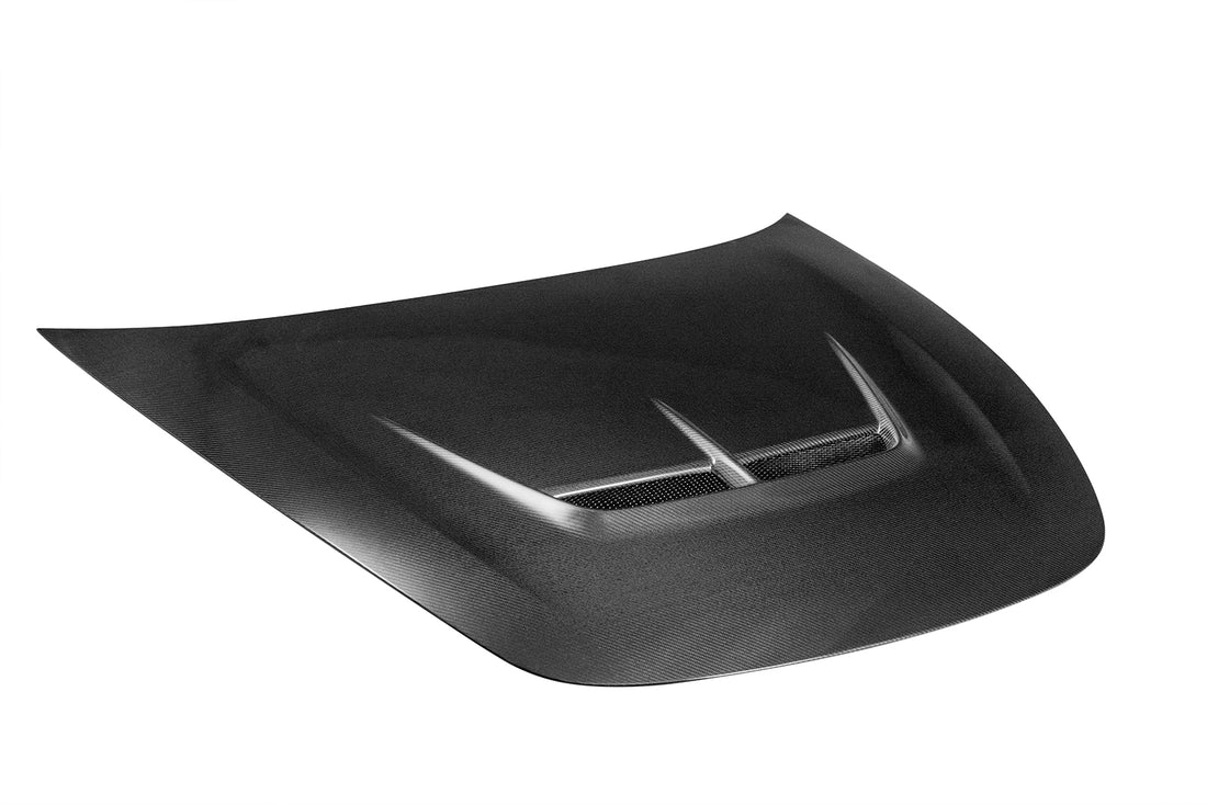 Actual Product of ARK S-FX Carbon Fiber Hood for Kia Stinger All Models. Part number is SFFH-0811C