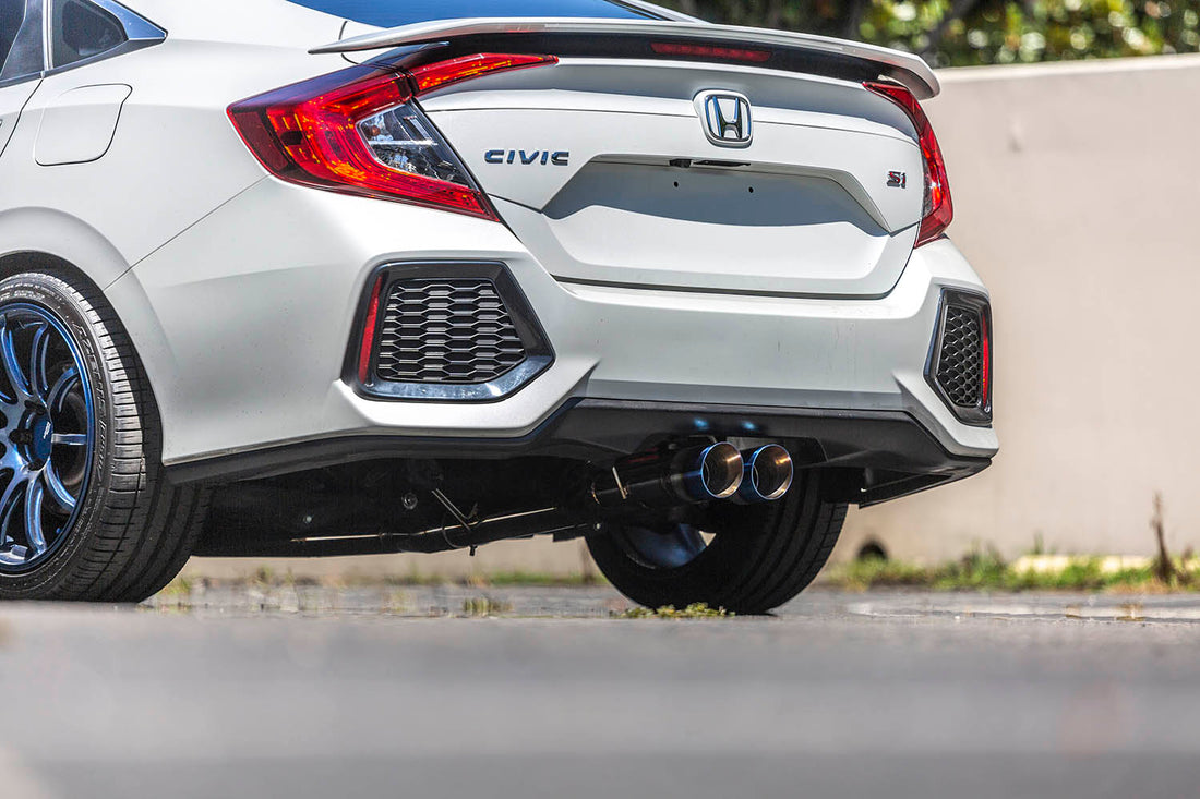 White Civic Si Sedan with ARK DT-S Exhaust installed