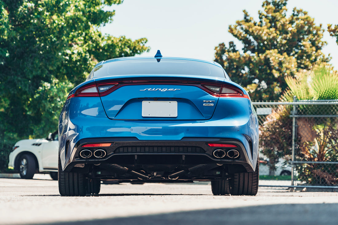 Rear View of our ARK GRiP Exhaust for Kia Stinger 3.3T 