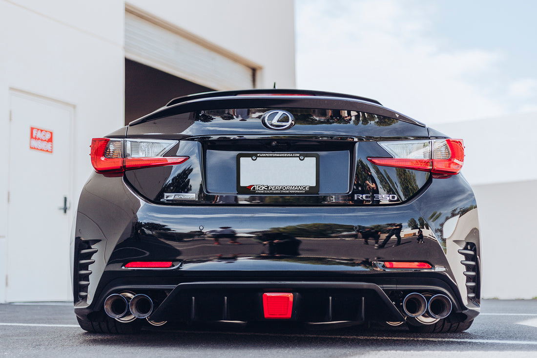 Rear View of 2015-2018 Lexus RC350 with ARK Performance GRIP Exhaust System installed