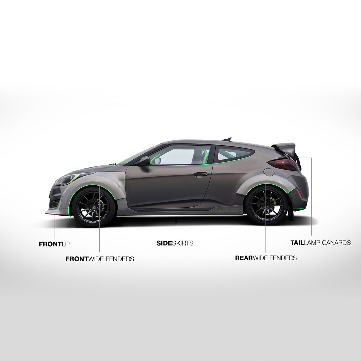 2012-2017 Hyundai Veloster C-FX Fiberglass Front Over Fenders - ARK Performance